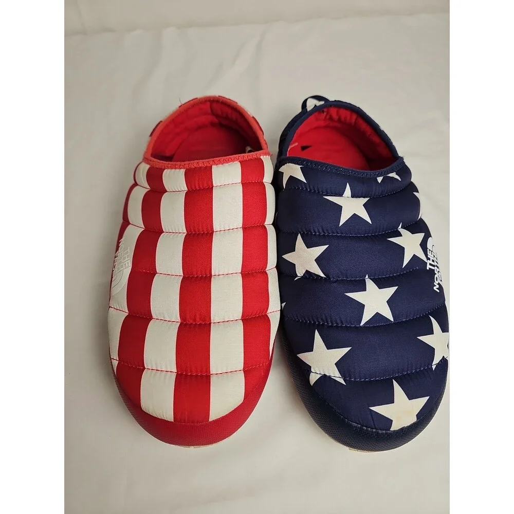 North Face Mens Slippers Size 12 ThermoBall Traction Mule V USA Flag Stars